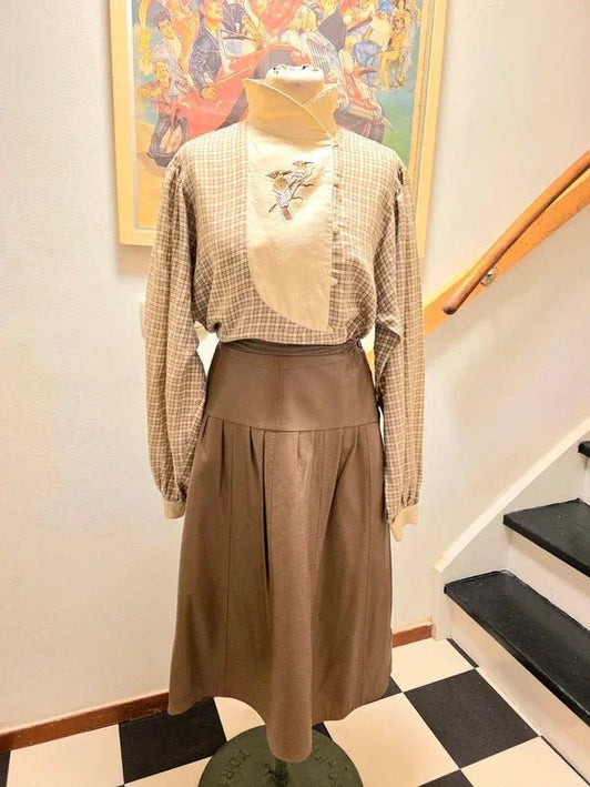 Vintage 1980's Leather Pleated Skirt - Yatva