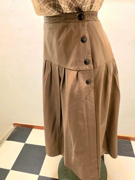 Vintage 1980's Leather Pleated Skirt - Yatva