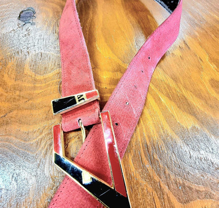 Vintage 1980s Leather Suede Belt - Yatva