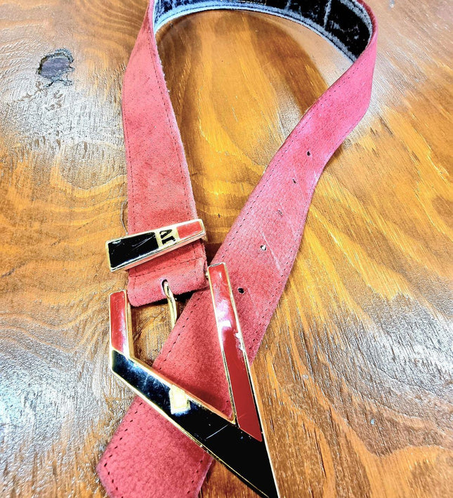 Vintage 1980s Leather Suede Belt - Yatva