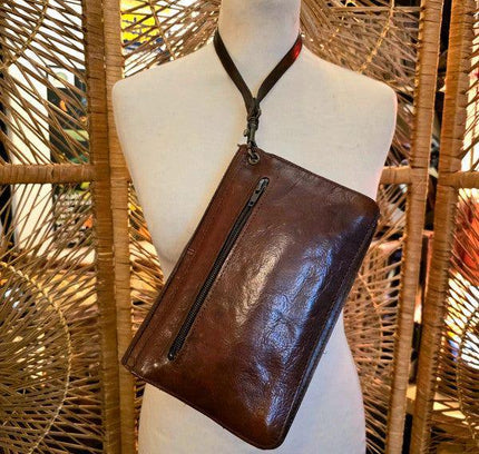 Vintage 1980s Leather Wrist Bag - Yatva