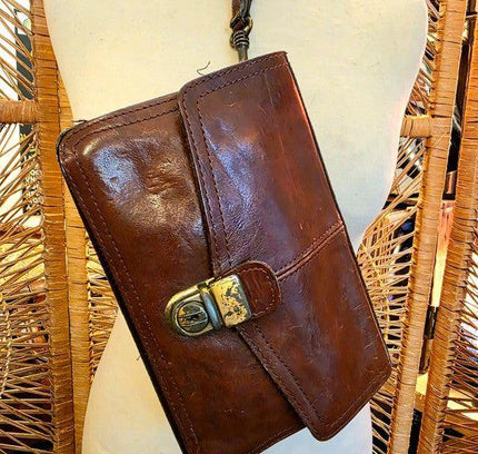 Vintage 1980s Leather Wrist Bag - Yatva