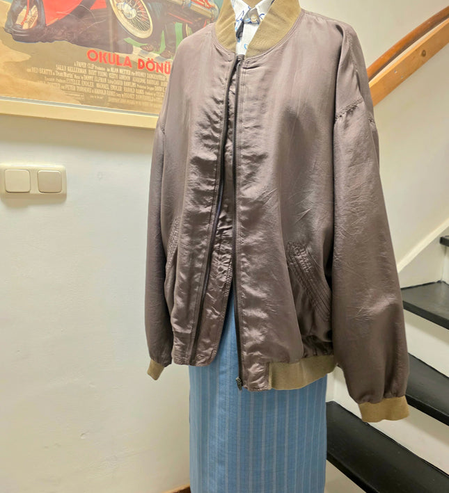 Vintage 1980's Marca Silk Bomber Jacket - Yatva