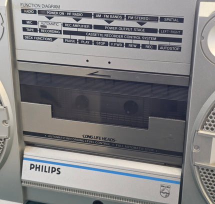 Vintage 1980s Philips D8134 Stereo Radio Cassette Recorder Boombox - Fully Tested - Yatva