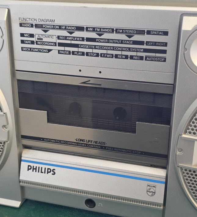 Vintage 1980s Philips D8134 Stereo Radio Cassette Recorder Boombox - Fully Tested - Yatva