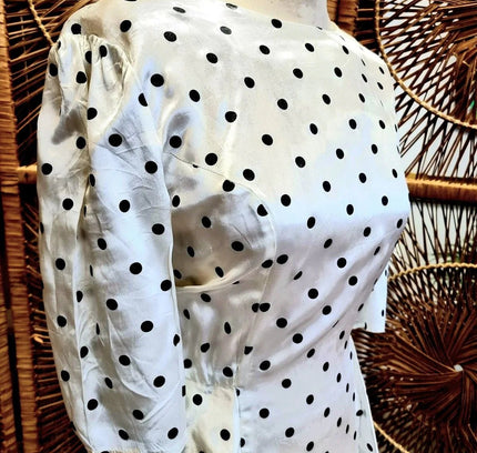 Vintage 1980's Polka Dots Peplum Dress - Yatva