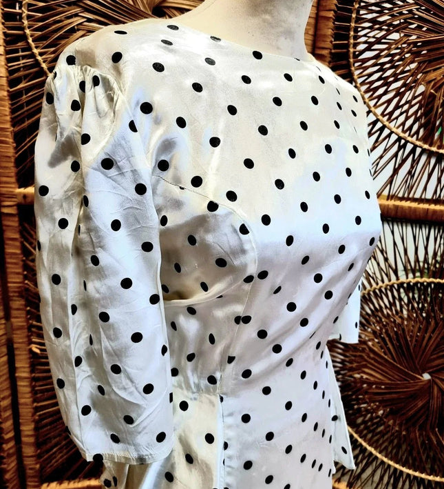 Vintage 1980's Polka Dots Peplum Dress - Yatva
