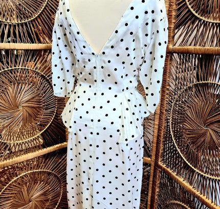 Vintage 1980's Polka Dots Peplum Dress - Yatva
