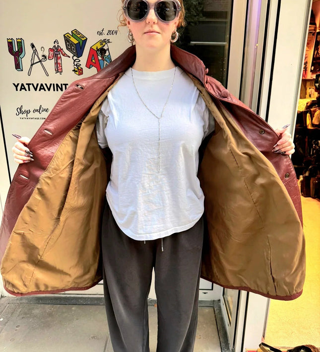 Vintage 1980's Swing Leather Coat - Yatva