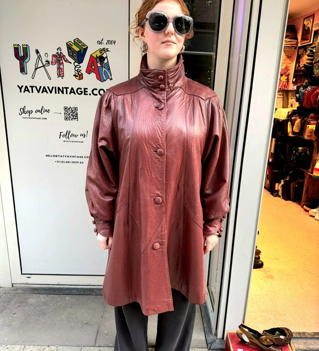 Vintage 1980's Swing Leather Coat - Yatva