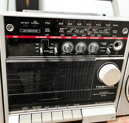 Vintage 1980s Toshiba RT-SX1 Boombox – Iconic "Say Anything" Stereo Radio Cassette Recorder - Yatva