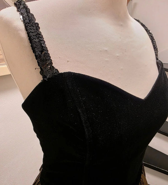 Vintage 1980's Velvet Strapped Party Dress - Yatva
