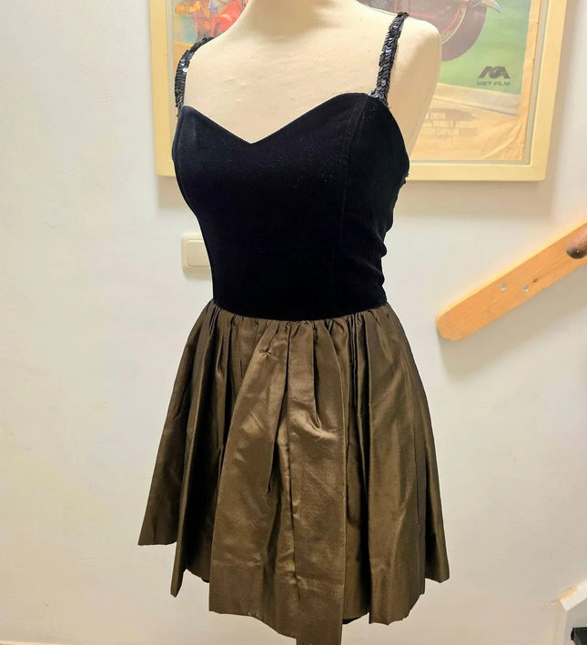 Vintage 1980's Velvet Strapped Party Dress - Yatva