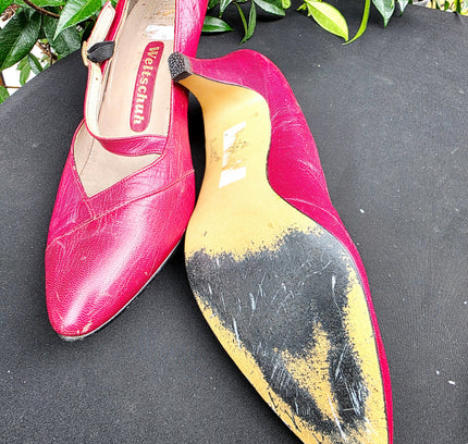 Vintage 1980s Weltschuh Leather Mary Jane Heels – Made in Germany - Yatva
