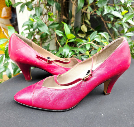 Vintage 1980s Weltschuh Leather Mary Jane Heels – Made in Germany - Yatva