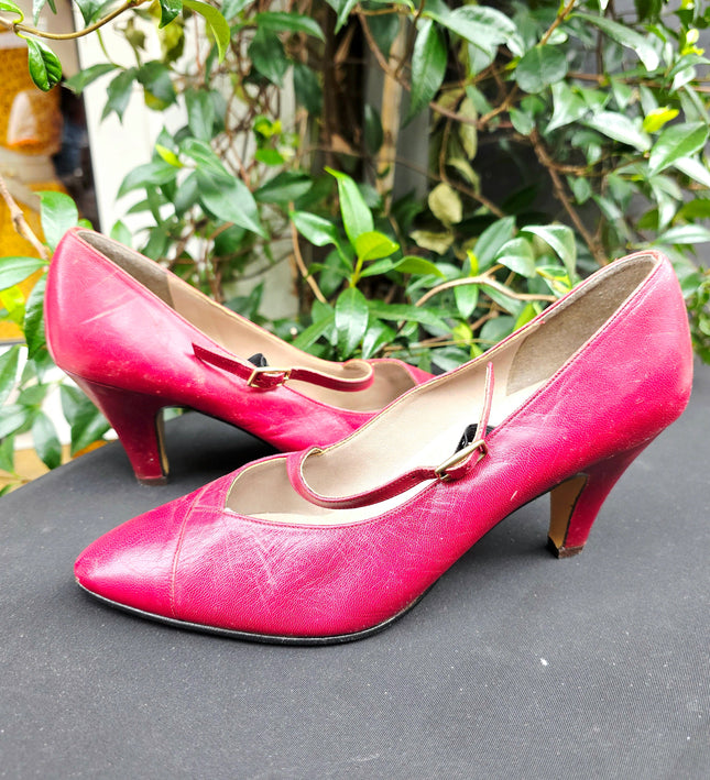 Vintage 1980s Weltschuh Leather Mary Jane Heels – Made in Germany