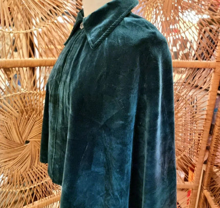Vintage 30s / 40s Velvet Moffat Weavers Scotland Cape Coat - Yatva
