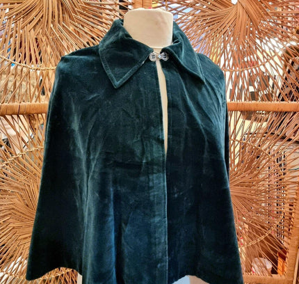 Vintage 30s / 40s Velvet Moffat Weavers Scotland Cape Coat - Yatva
