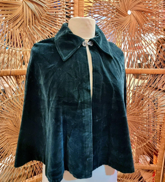 Vintage 30s / 40s Velvet Moffat Weavers Scotland Cape Coat - Yatva