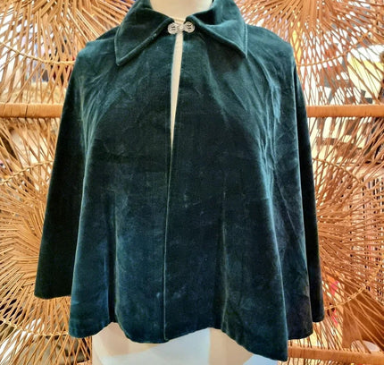 Vintage 30s / 40s Velvet Moffat Weavers Scotland Cape Coat - Yatva