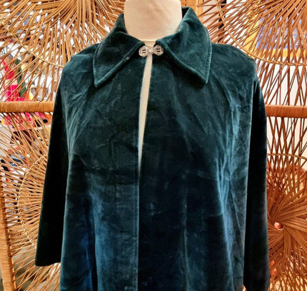 Vintage 30s / 40s Velvet Moffat Weavers Scotland Cape Coat - Yatva