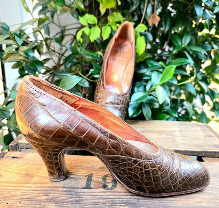 Vintage 40's / 50's Alligator Haute Chaussure Smeets Bruxelles Shoes - Yatva