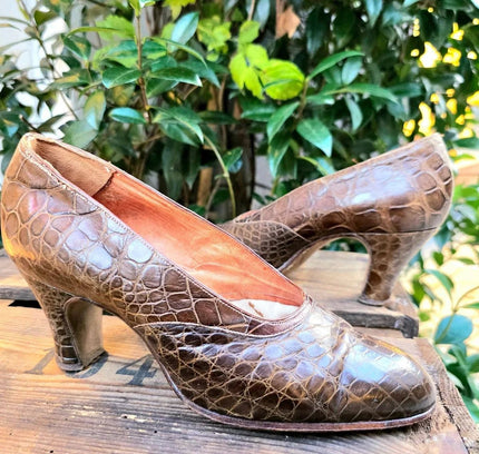 Vintage 40's / 50's Alligator Haute Chaussure Smeets Bruxelles Shoes - Yatva