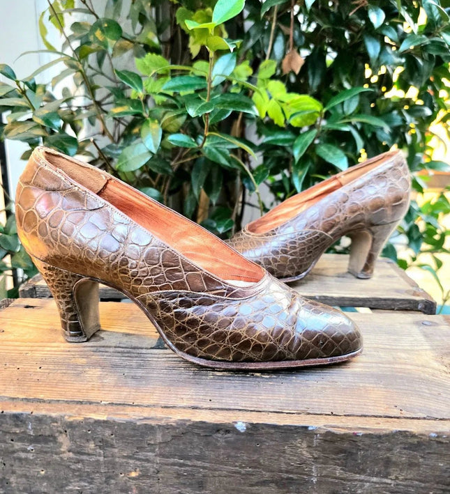 Vintage 40's / 50's Alligator Haute Chaussure Smeets Bruxelles Shoes - Yatva