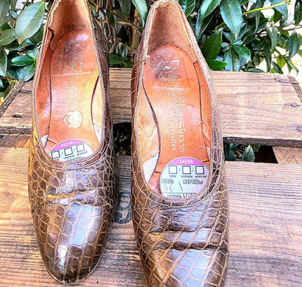 Vintage 40's / 50's Alligator Haute Chaussure Smeets Bruxelles Shoes - Yatva