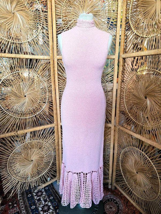 Vintage 40's / 50's Crochet Turtleneck Dress - Yatva