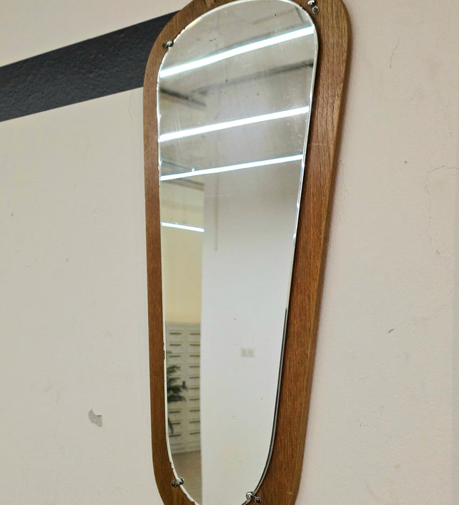 Vintage 50s / 60s Mid - Century Modern Asymmetric Teak Mirror - Yatva