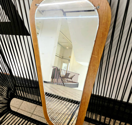 Vintage 50s / 60s Mid - Century Modern Asymmetric Teak Mirror - Yatva