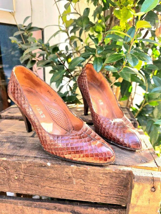 Vintage 50´s / 60´s Pomponette Paris Fort Reptile Shoes - Yatva