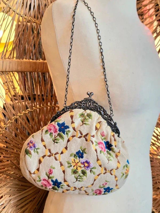 Vintage 50's Embroidery Handbag - Yatva