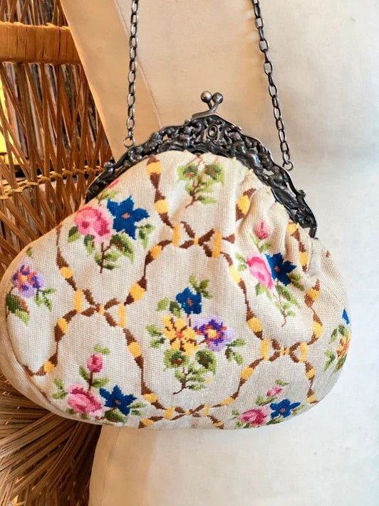 Vintage 50's Embroidery Handbag - Yatva
