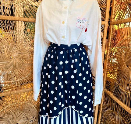 Vintage 50s Pleated Midi Polka Dot Skirt - Yatva