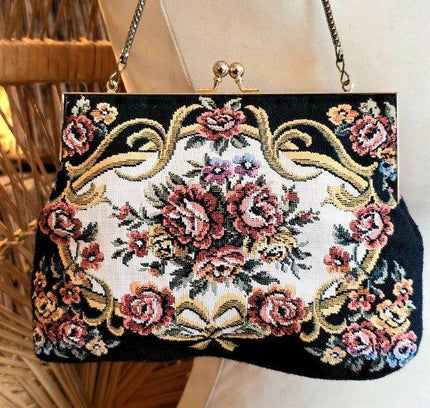 Vintage 50's Victorian Tapestry Bag - Yatva