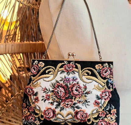Vintage 50's Victorian Tapestry Bag - Yatva