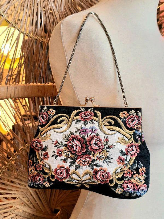 Vintage 50's Victorian Tapestry Bag - Yatva