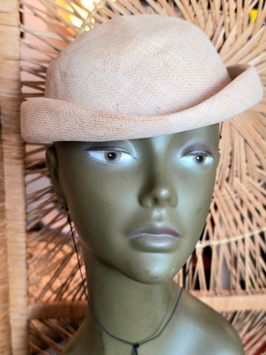 Vintage 50's/60's Natural Straw Pillbox Hat - Yatva