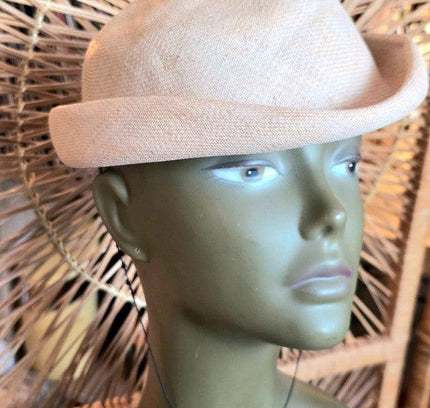 Vintage 50's/60's Natural Straw Pillbox Hat - Yatva