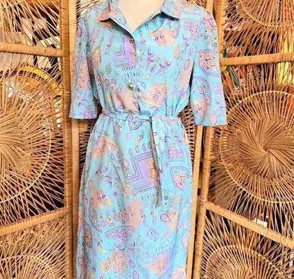 Vintage 60's / 70's Belted Shirt Dress - Yatva