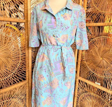 Vintage 60's / 70's Belted Shirt Dress - Yatva