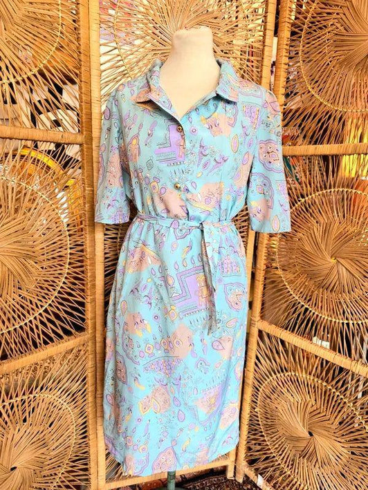 Vintage 60's / 70's Belted Shirt Dress - Yatva