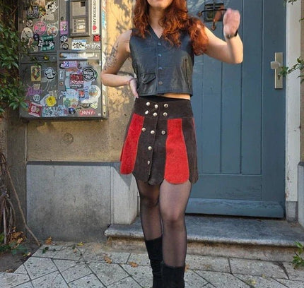 Vintage 60's / 70's Suede Patchwork Skirt - Yatva