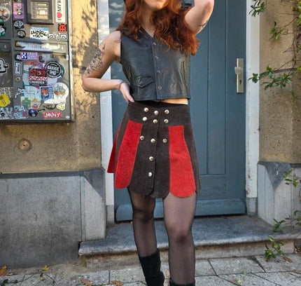 Vintage 60's / 70's Suede Patchwork Skirt - Yatva