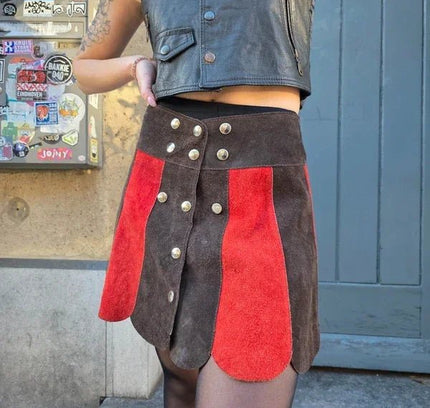 Vintage 60's / 70's Suede Patchwork Skirt - Yatva