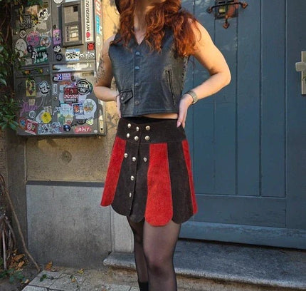 Vintage 60's / 70's Suede Patchwork Skirt - Yatva
