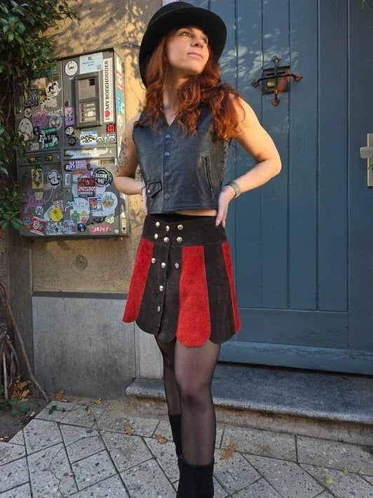 Vintage 60's / 70's Suede Patchwork Skirt - Yatva