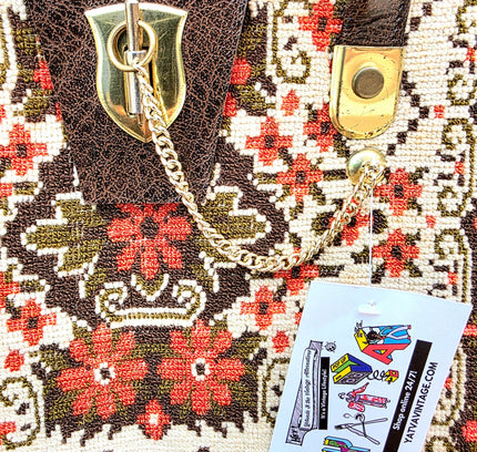 Vintage 60s / 70s Tapestry - Needlepoint Handbag - Yatva